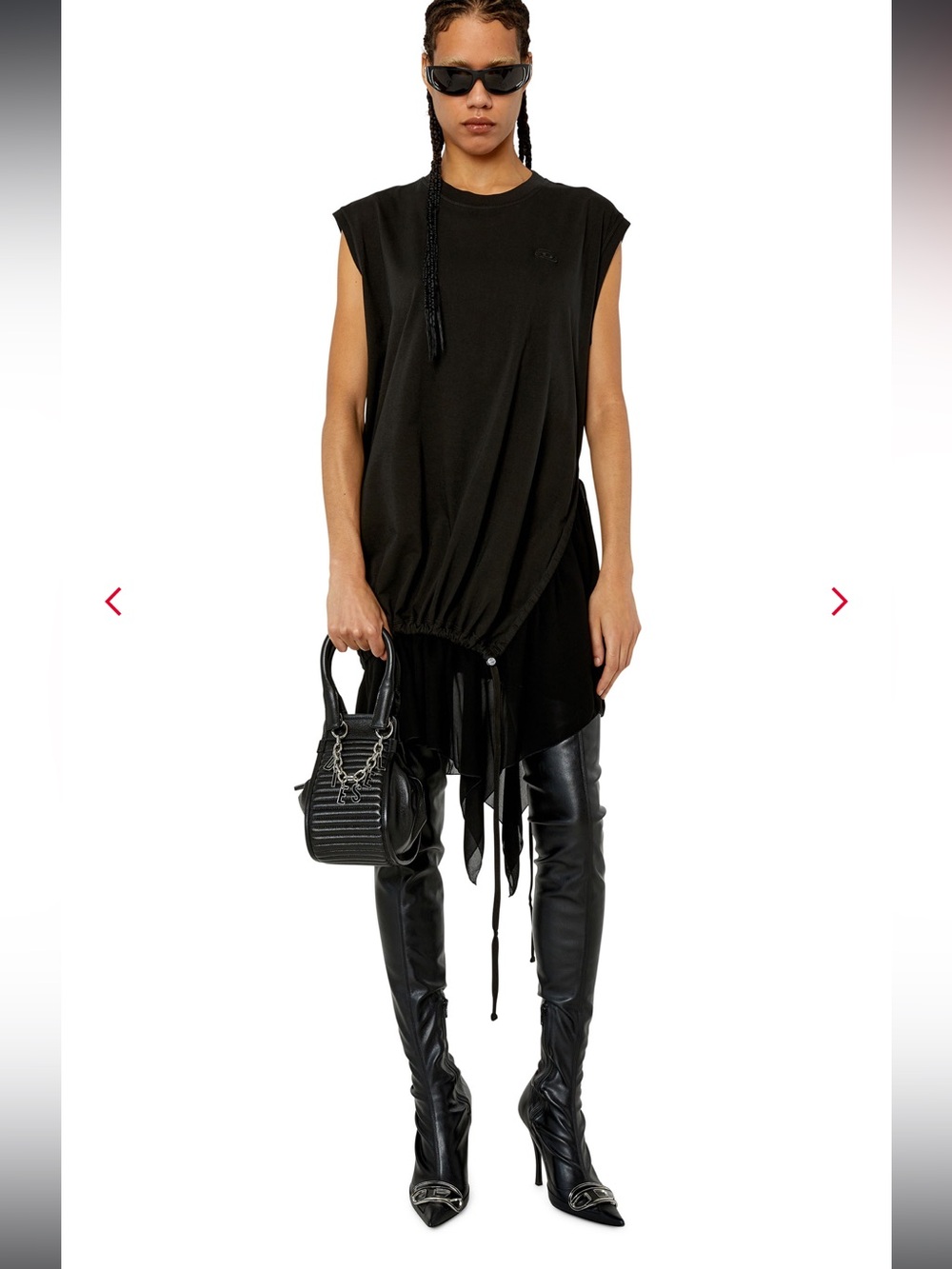 Diesel T-Shirt Dress With Georgette Hem